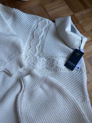 Vestido Guess punto cuello alto crema Talla XS