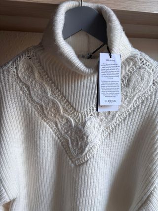 Vestido Guess punto cuello alto crema Talla XS
