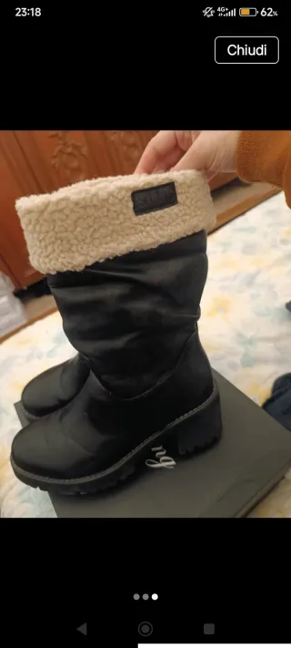 Stivali donna neri con pelliccia