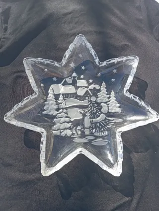 Plato estrella cristal Navidad relieve