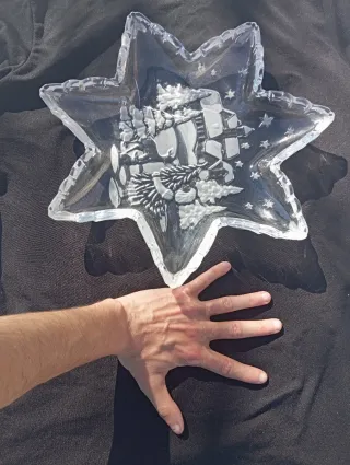 Plato estrella cristal Navidad relieve