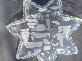 Plato estrella cristal Navidad relieve