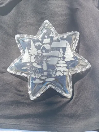 Plato estrella cristal Navidad relieve