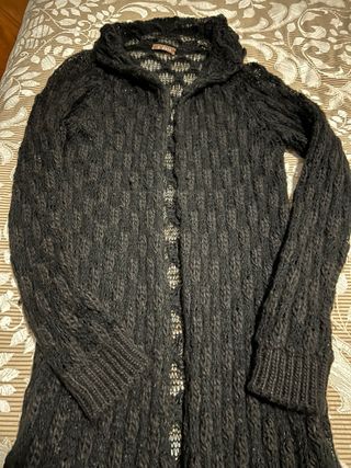 Cardigan lungo traforato o'dett