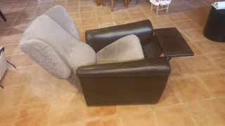Sillón reclinable tela y polipiel