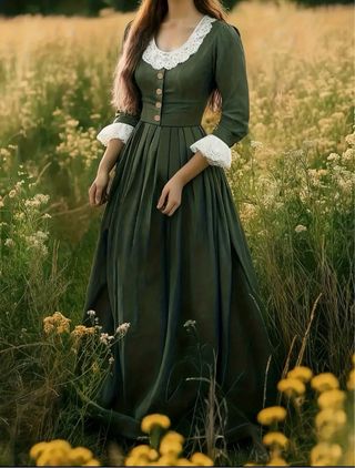 Vestido largo vintage con encaje