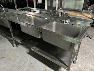 Fregadero industrial doble acero inox 185x63x85