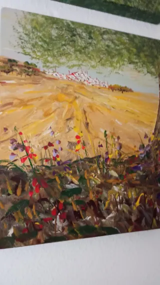 Cuadro Óleo 4 Piezas Paisaje Árbol