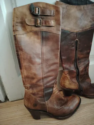 Stivali vintage in cuoio marrone