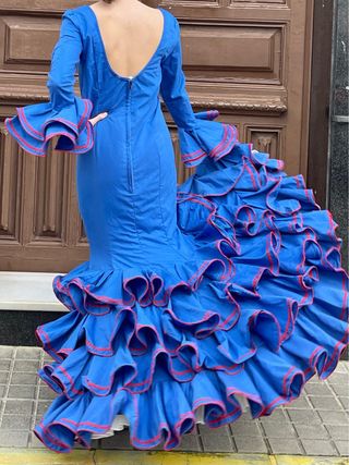 Traje de Flamenca Azul Talla 38/40