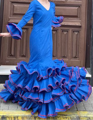 Traje de Flamenca Azul Talla 38/40