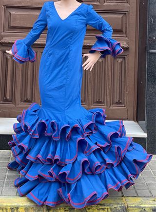 Traje de Flamenca Azul Talla 38/40