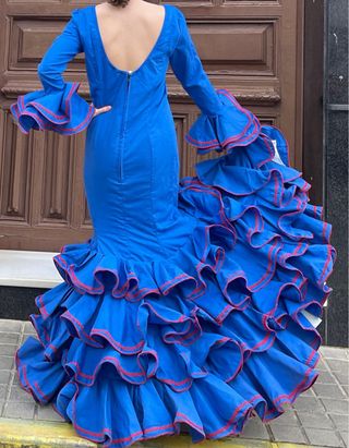 Traje de Flamenca Azul Talla 38/40