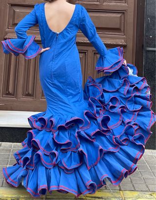 Traje de Flamenca Azul Talla 38/40