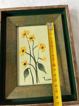 Pareja cuadros flores pequeñas pintadas a mano