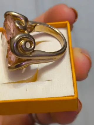 Anillo Topacio Rosa Chapado Oro Acero