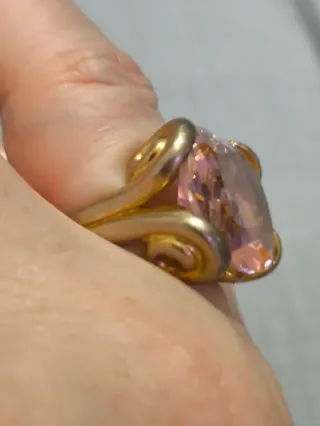 Anillo Topacio Rosa Chapado Oro Acero