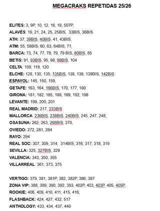 Intercambio cartas Megacracks 25/26