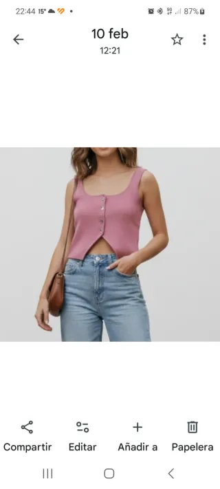 Chaleco de punto Zara rosa empolvado botones joya