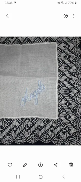 Pañuelo de encaje de bolillos hecho a mano