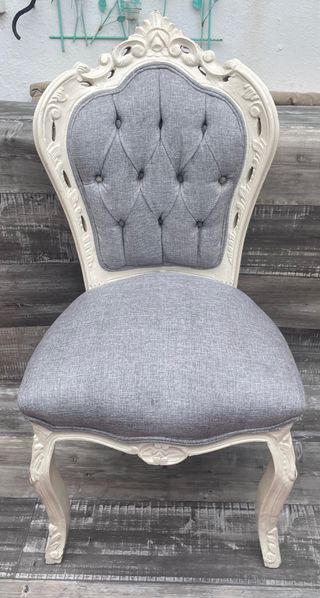 4 Sillónes ,estilo Luis XV color gris blanco!