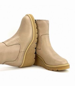 Botín piel cuña beige T.36 y 41