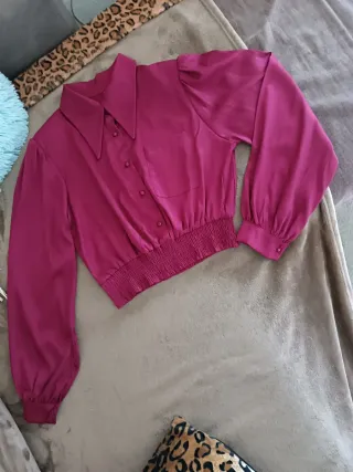 Camicia donna corta bordeaux manica lunga