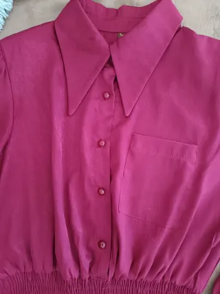 Camicia donna corta bordeaux manica lunga