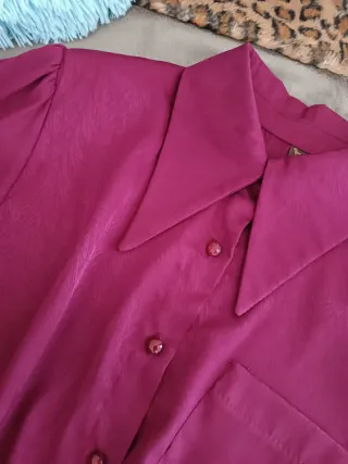 Camicia donna corta bordeaux manica lunga