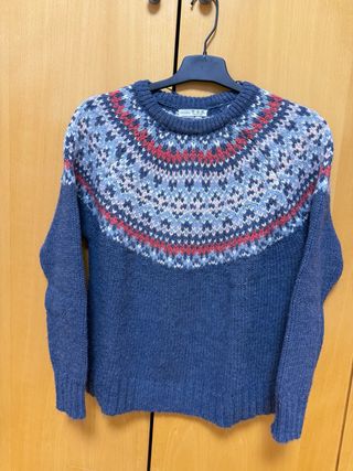 Jersey azul con estampado Fair Isle