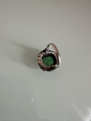 Anillo Plata 835 Marcasitas Verde Años 30
