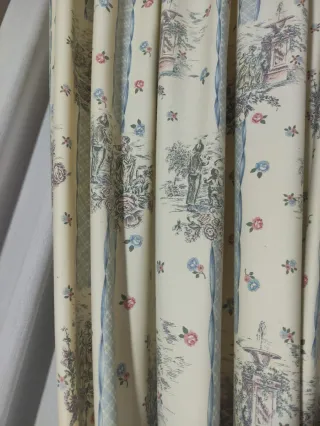 Cortinas dormitorio beige y azul