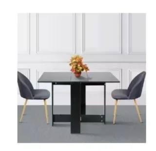 Mesa plegable negra de madera