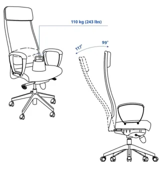 Silla de oficina ergonómica Ikea con ruedas