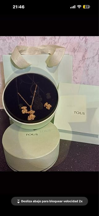 Collar y pendientes Tous oso oro laminado