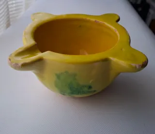 ANTIGUO MORTERO DE BARRO VIDRIADO