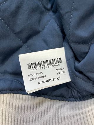 Cazadora Bomber Zara Azul y Beige