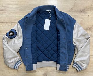 Cazadora Bomber Zara Azul y Beige