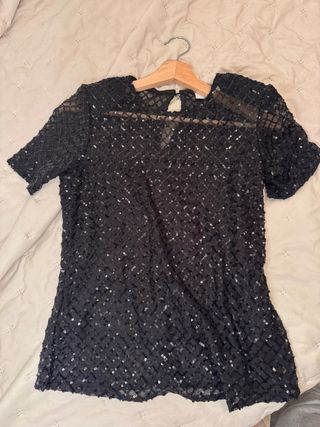 Vestido negro lentejuelas MORGAN Talla M