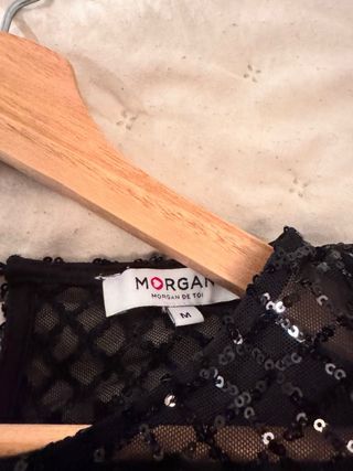 Vestido negro lentejuelas MORGAN Talla M