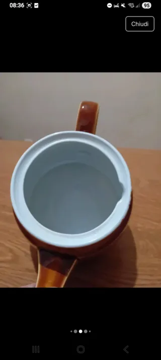 Teiera vintage in ceramica marrone