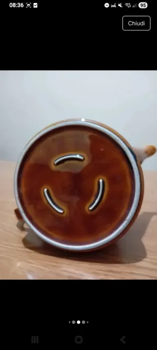 Teiera vintage in ceramica marrone