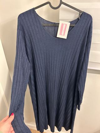 Vestido azul de punto talla única corte evase