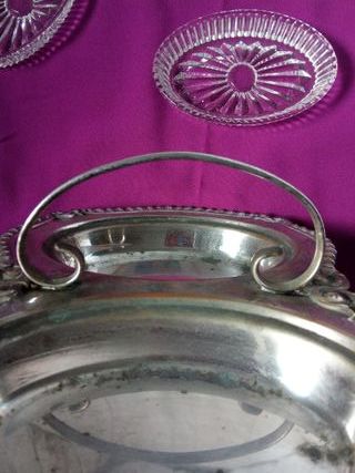 Entremesera antigua plata y cristal