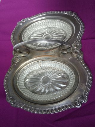 Entremesera antigua plata y cristal