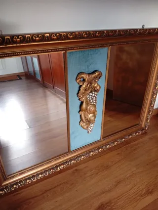 Espejo Vintage Grande Marco Tallado Dorado