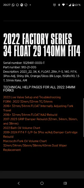 Horquilla Fox 34 Factory  140mm a estrenar