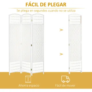 Biombo HOMCOM 3 Paneles Plegable Blanco