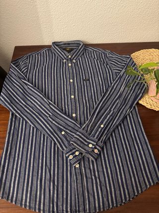 Camisa Lee Rayas Azul Talla L Regular Fit