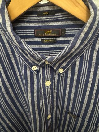 Camisa Lee Rayas Azul Talla L Regular Fit